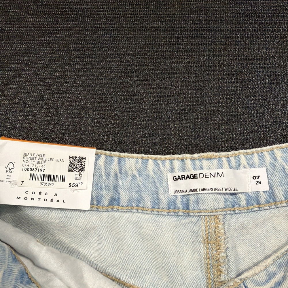 New Garage Denim urbain a Jambe Large street wide Leg Size 07/28 - Picture 4 of 6